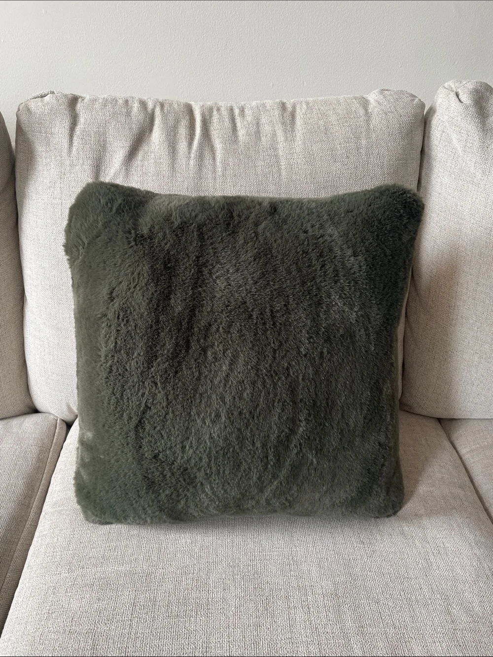 Anthropologie Sophie Faux Fur Throw Pillow - Holly Green
